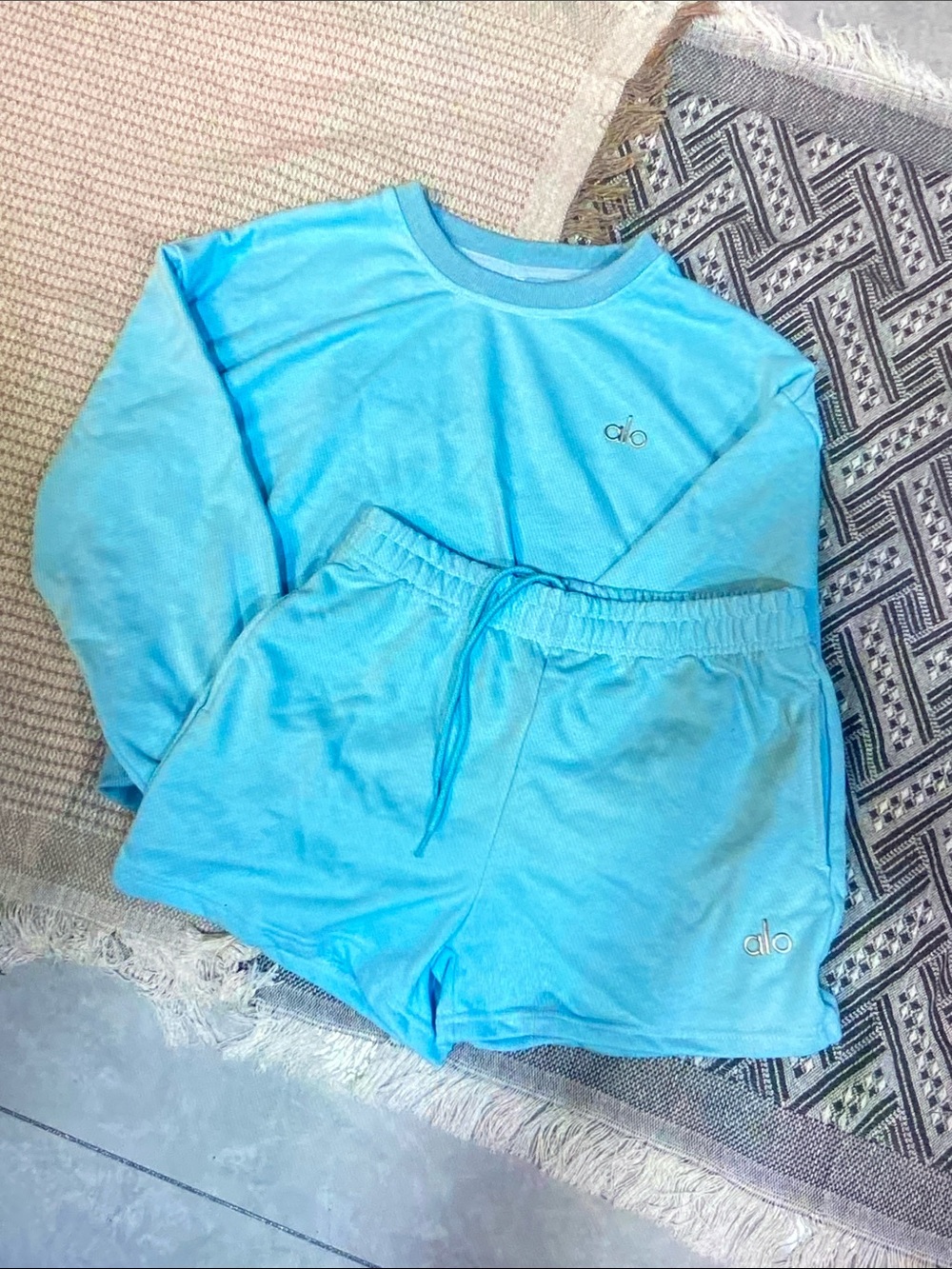 ALOHA Collection Turquoise Blue Crewneck Sweatshirt & Shorts Set